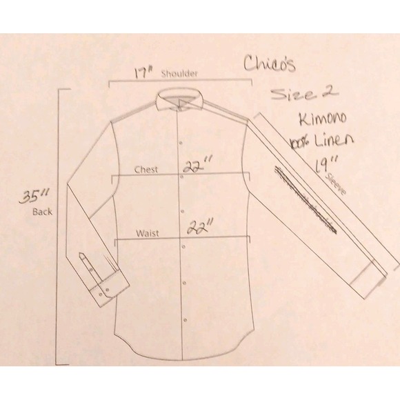 Chicos Linen Kimono Jacket Blue White Geometric Print Open Front - Picture 8 of 8